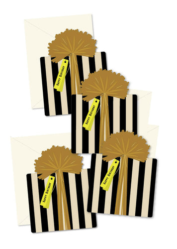 Black Stripe Birthday Gift die-cut Cards Boxed Set.