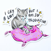 Load image into Gallery viewer, I Cry A Lot Cat Vinyl Sticker.
