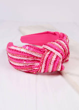 Load image into Gallery viewer, Natasha Sequin Striped Headband.
