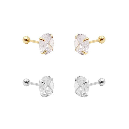 Classic CZ Large Diamond Screw Ball Back Earrings.
