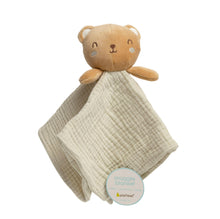 Load image into Gallery viewer, Bear Snuggle Blanket, Organic Cotton Muslin Lovey.
