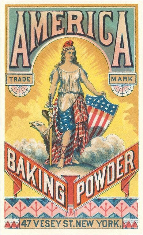 America Baking Powder Advertisement, Columbia - Vintage Image, Art Print.
