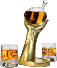 Load image into Gallery viewer, Football Decanter with 2 Football Whiskey &amp; Wine Glasses.
