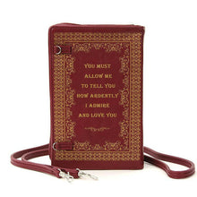 Load image into Gallery viewer, Pride and Prejudice Book Clutch Bag.
