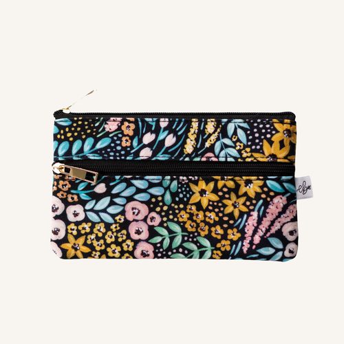 Black Floral Pencil Pouch.