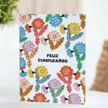 Load image into Gallery viewer, Orchid Cactus Feliz Cupleanos Greeting Card.
