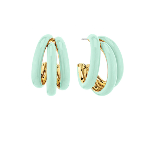 Petite Mint Tri-Hoop Earrings.