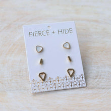 Load image into Gallery viewer, Gold Opal Stud Trio Earrings.
