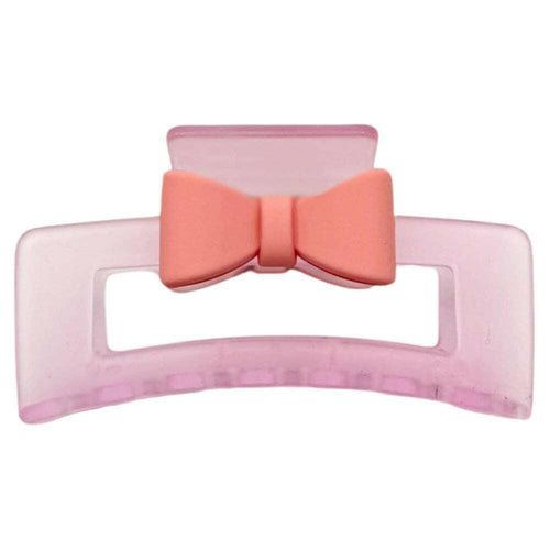 Medium Rectangle Clip - Frosted Pink Bow.