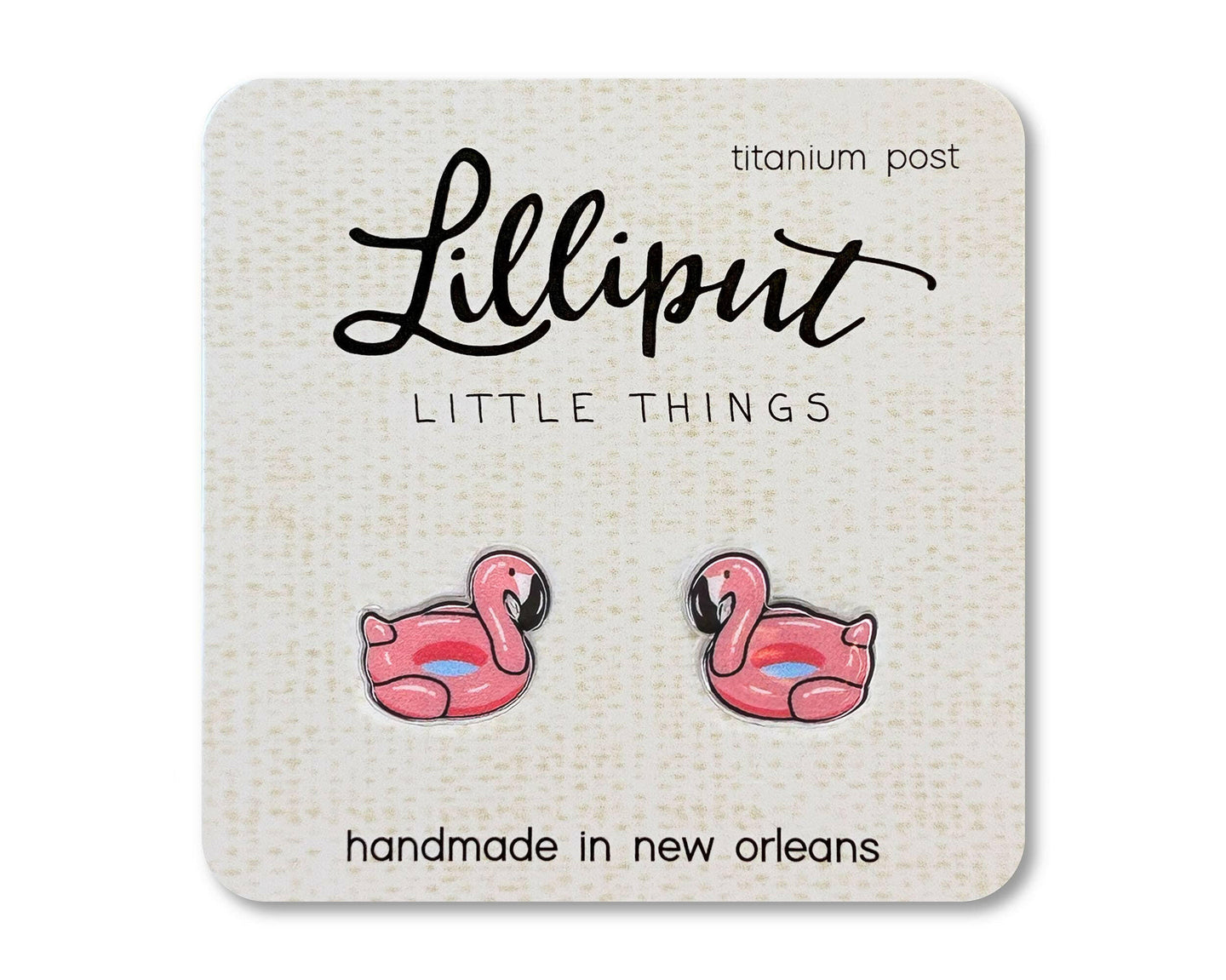 Flamingo Pool Floaty Earrings // Pink Flamingo.