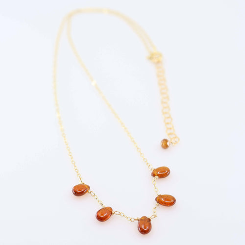 5 Drop Orange Kyanite Necklace.