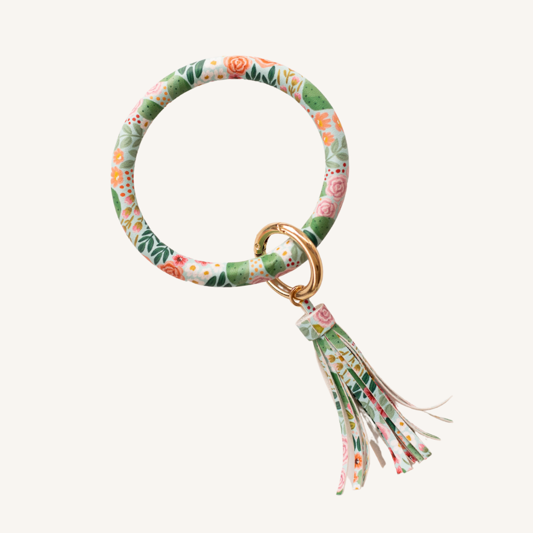 Cactus Blooms Circle Wristlet Keyring.