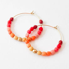 Load image into Gallery viewer, Colorful Gold Filled Ombre Hoops.
