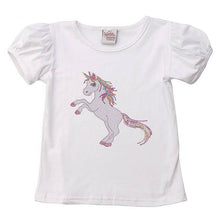 Load image into Gallery viewer, Beaded Unicorn Puff Sleeve Tee.
