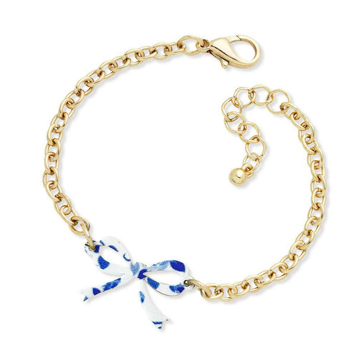 Blue Floral Bow Split Bracelet.
