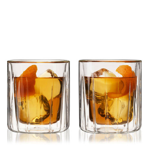 Double Walled Insulated Whiskey Rocks Glasses - Set of 2.