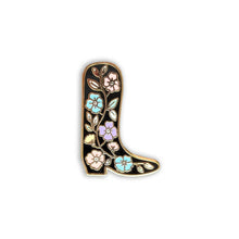 Load image into Gallery viewer, Folk Floral Cowboy Boot Enamel Pin.
