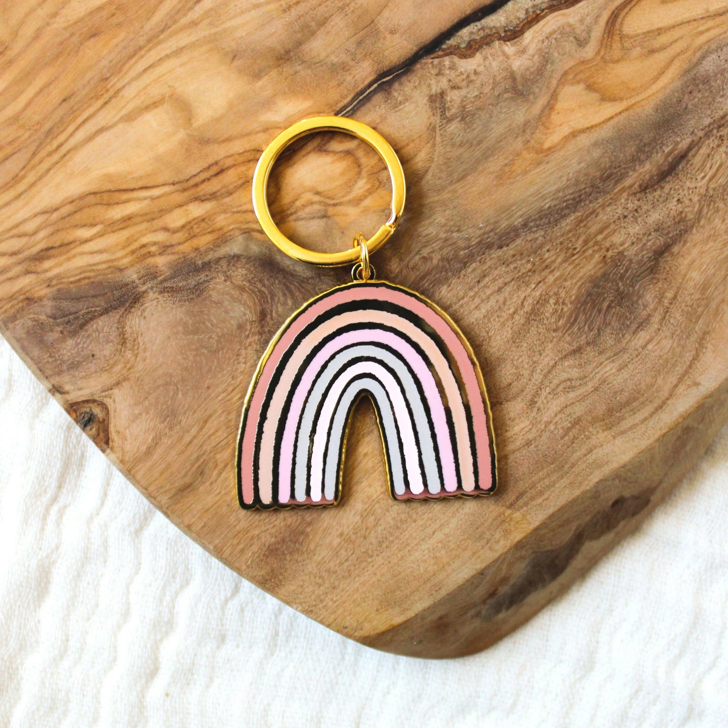 Pink Rainbow Metal Keychain 2x2 in..