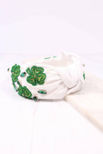 Load image into Gallery viewer, Shamrock Embellished Headband WHITE.
