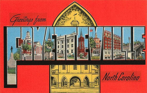 Greetings from Fayetteville - Vintage Image, Art Print.