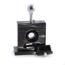 Load image into Gallery viewer, Lacquered "Ebony" Wood and Stainless Steel Table Top.
