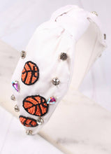 Load image into Gallery viewer, Basketball Beaded Headband WHITE.
