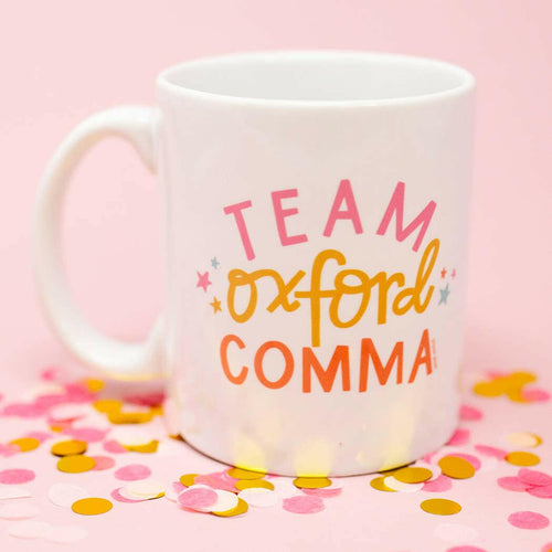 Team Oxford Comma Coffee Mug.