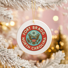 Load image into Gallery viewer, Retro Fort Bragg Seal Ornament
