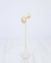 Load image into Gallery viewer, Roswell Pearl Cluster Hoop Earring WR Gold
