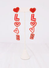 Load image into Gallery viewer, Love Embellished Drop Earring RED
