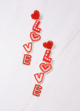 Load image into Gallery viewer, Love Embellished Drop Earring RED
