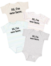 Load image into Gallery viewer, Hi, I&#39;m New Here Baby Onepiece
