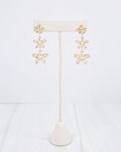 Load image into Gallery viewer, Akron Crystal Triple Flower Earring WR Gold
