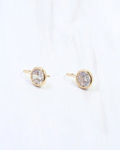 Load image into Gallery viewer, Ester Round CZ Fish Hook Earring WR Gold
