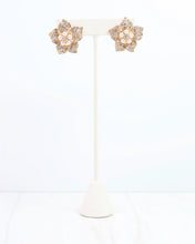 Load image into Gallery viewer, Pave Flower Post with Pearls Gold
