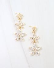 Load image into Gallery viewer, Akron Crystal Triple Flower Earring WR Gold
