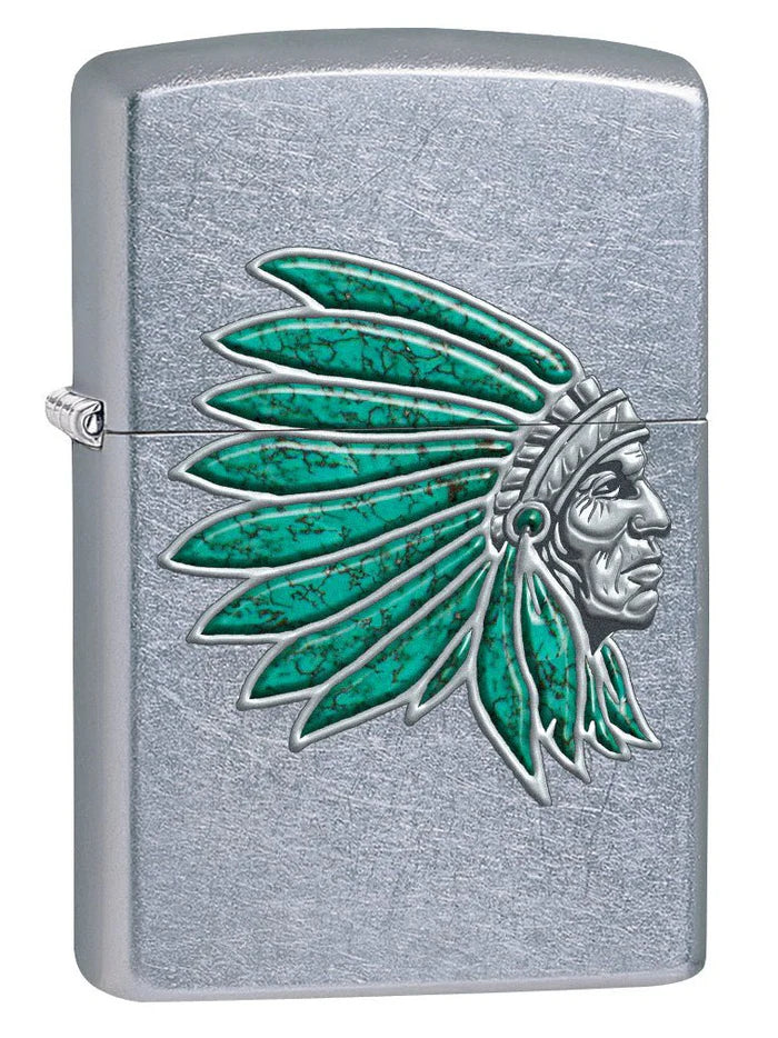 Indian Head - Street Chrome Zippo Lighter