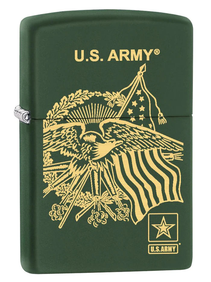 U.S. Army, Eagle and Flag - Green Matte 77658 Zippo Lighter