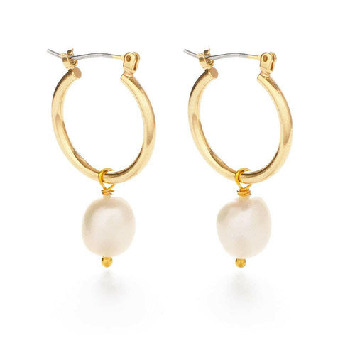 Pearl Hoop Earrings.