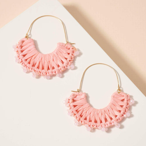 Raffia Fringe Dangle Earrings.