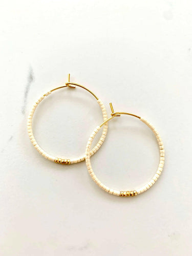 Cream and Gold Hoops.