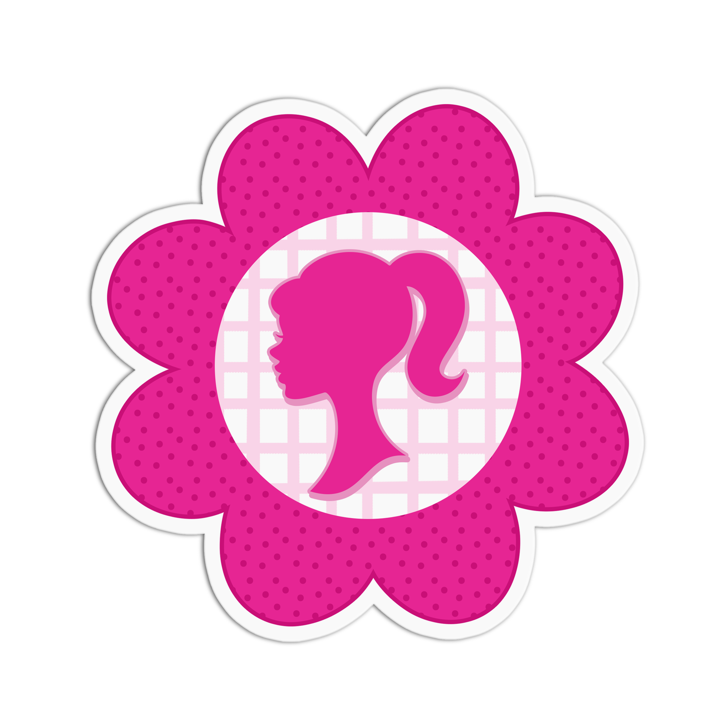 Barbie Flower shape Vinyl Textured Sticker.