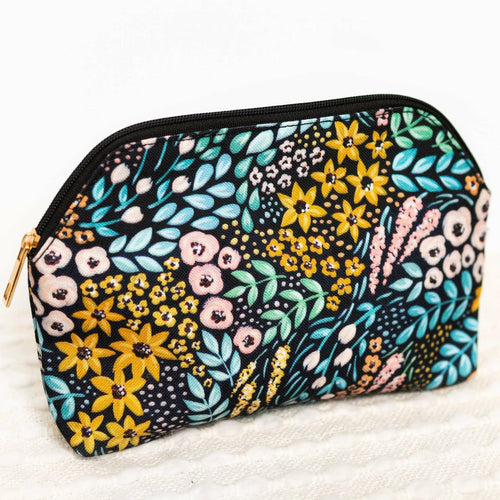 Black Floral Zipper Pouch.