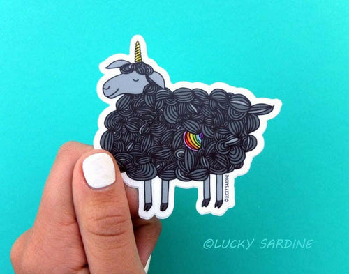 Black Sheep Unicorn Vinyl Sticker.