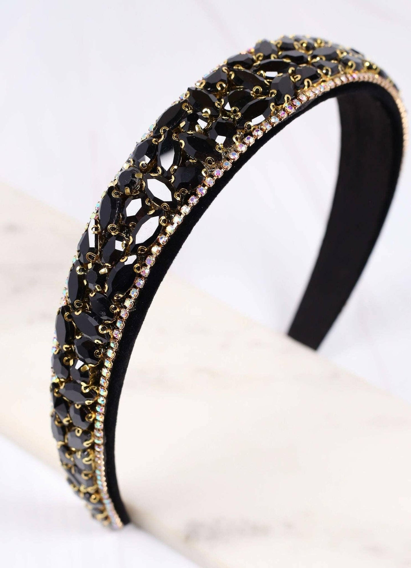 Betty Jeweled Headband BLACK.