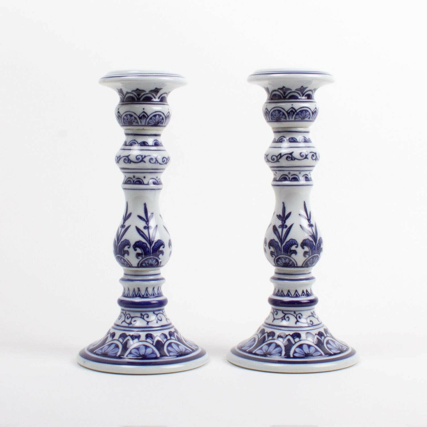 Blue Chinoiserie Candlestick Set - Large.