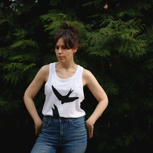 Chimney Swift Organic Cotton Bamboo Unisex Tank Top White.