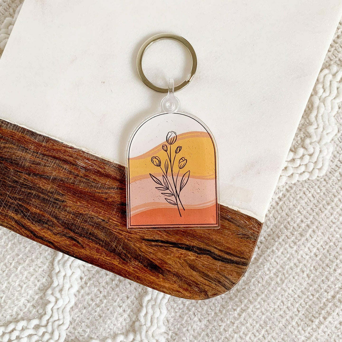 Arch + Tulips Keychain, 2.25x2.25in..