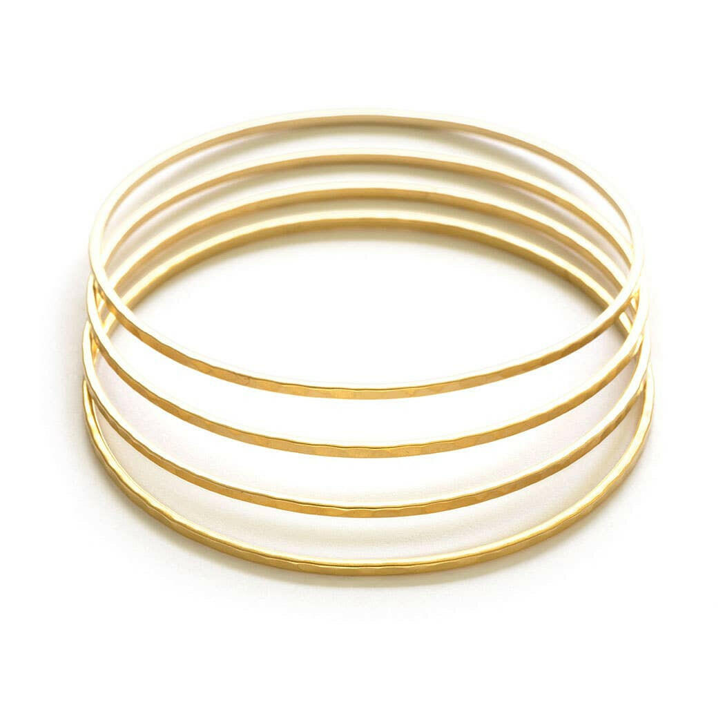 Gold Hammered Bangle Set.