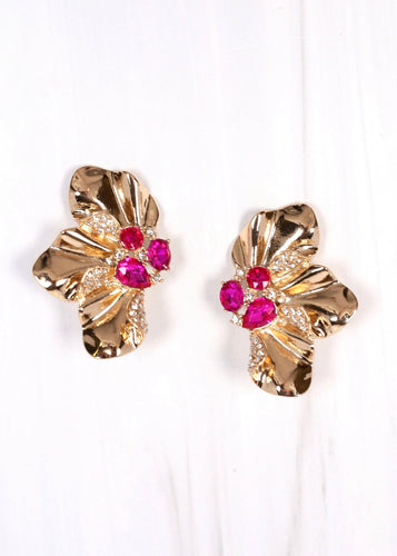 Clarington Embellished Fan Earring FUCHSIA.